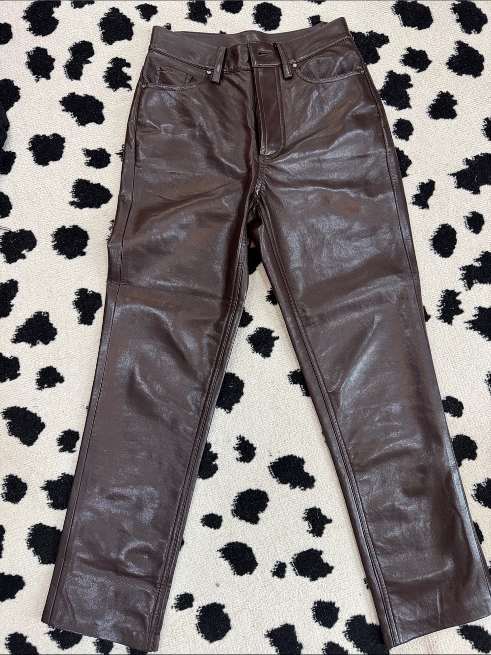 Anine Bing Brown Faux Leather Pants